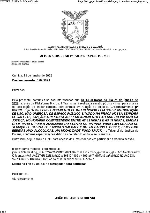 Ofício de agendamento de sessão de continuidade